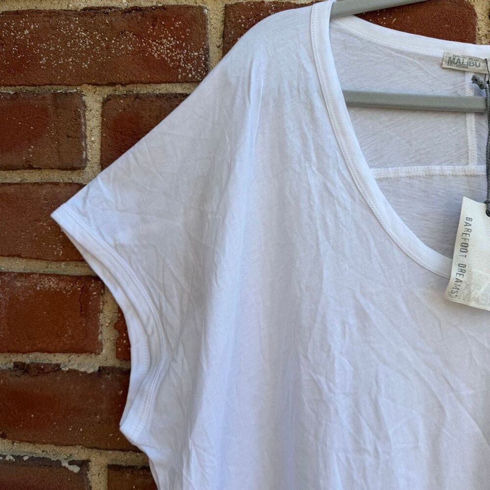 Barefoot Dreams Malibu Collection Women's Scoop Neck Tunic T-shirt White 2X NEW - Picture 2 of 9